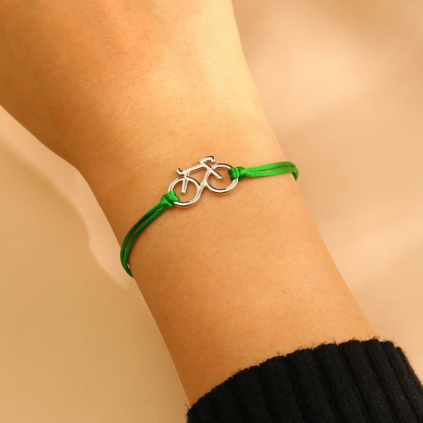 Handmade Braided Adjustable Bracelet with Bike Charm