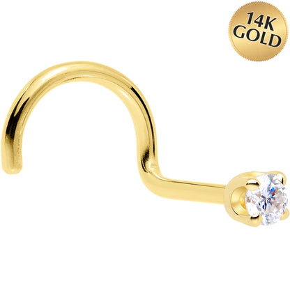 14k Yellow Gold 2mm Lab Grown Diamond Nose Ring