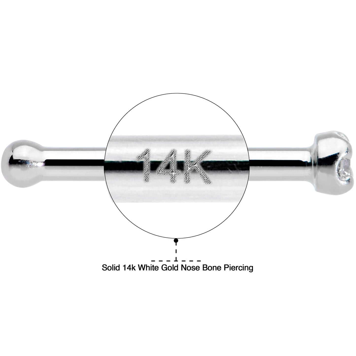 Solid 14K White Gold 1.5mm Genuine Diamond Nose Ring