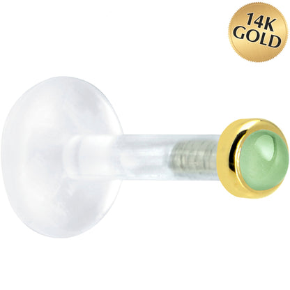 Solid 14K Yellow Gold 2mm Genuine Peridot Bioplast Push in Monroe