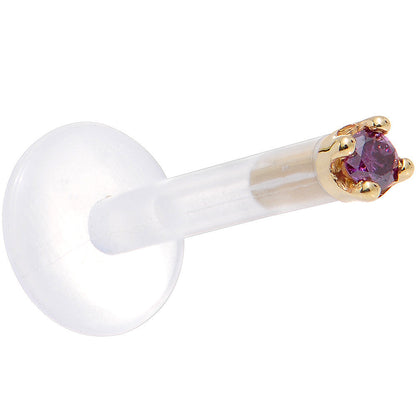 Solid 14K Yellow Gold 1.5mm Genuine Purple Diamond Bioplast Push in Monroe