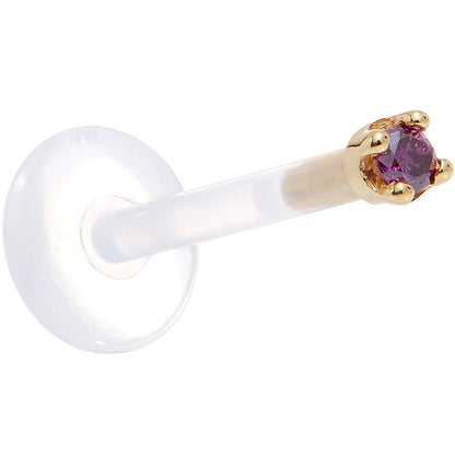 Solid 14K Yellow Gold 1.5mm Genuine Purple Diamond Bioplast Push in Monroe