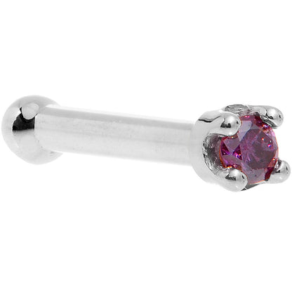 Solid 14K White Gold 1.5mm Genuine Purple Diamond Nose Ring
