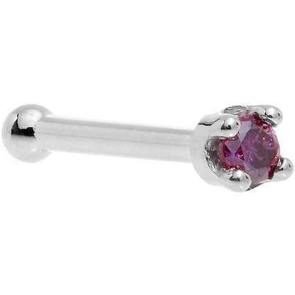 Solid 14K White Gold 1.5mm Genuine Purple Diamond Nose Ring