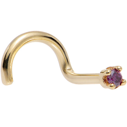 Solid 14K Yellow Gold 1.5mm Genuine Purple Diamond Nose Ring