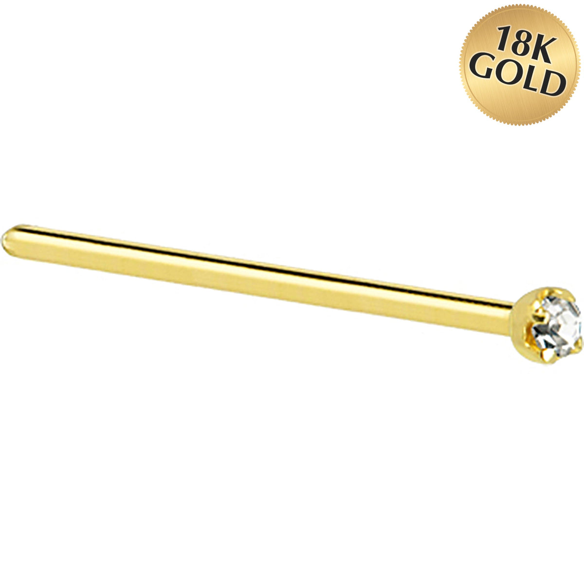 Solid 18K Yellow Gold 1.5mm Genuine Diamond Nose Ring