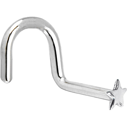 Solid 14K White Gold Star Nose Ring