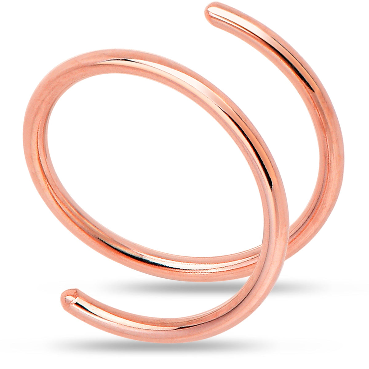 Double Hoop Nose Solid 14k Rose Gold Spiral Nose Ring 20G 8mm Left