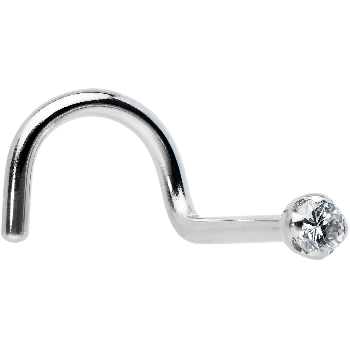 14k Solid White Gold Genuine 1.5mm Diamond Micro Nose Ring