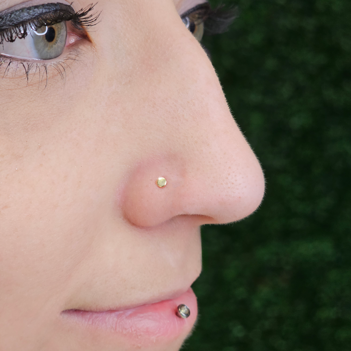 20G Solid 14k Gold Flat Disc Nose Bone