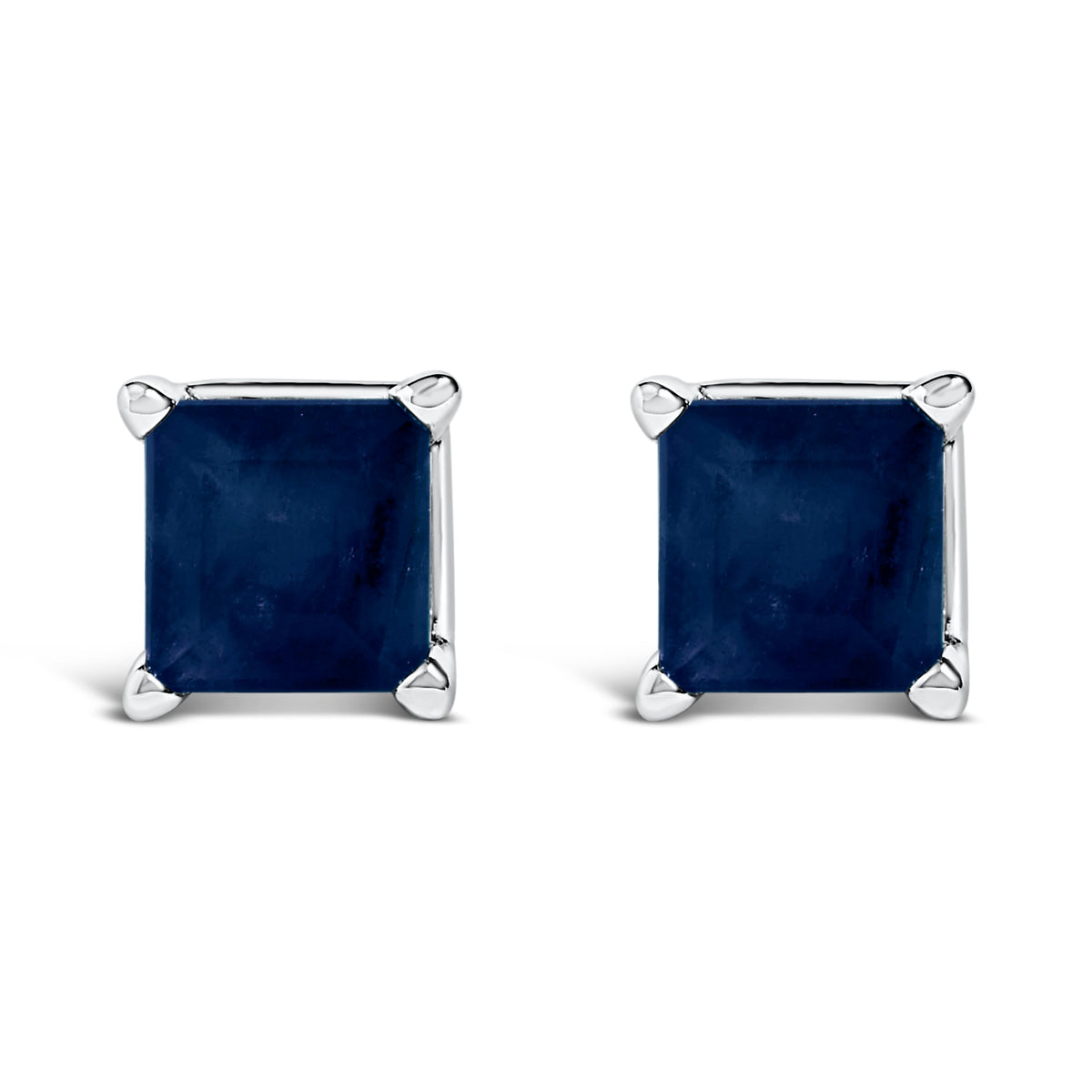 14K White Gold 5x5MM Princess Cut Purple Amethyst Solitaire Stud Earrings