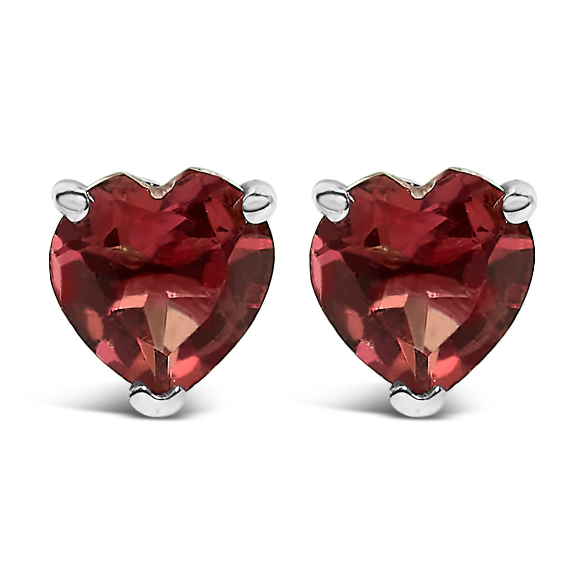 14K White Gold 5MM Heart Cut Purple Amethyst Solitaire Stud Earrings