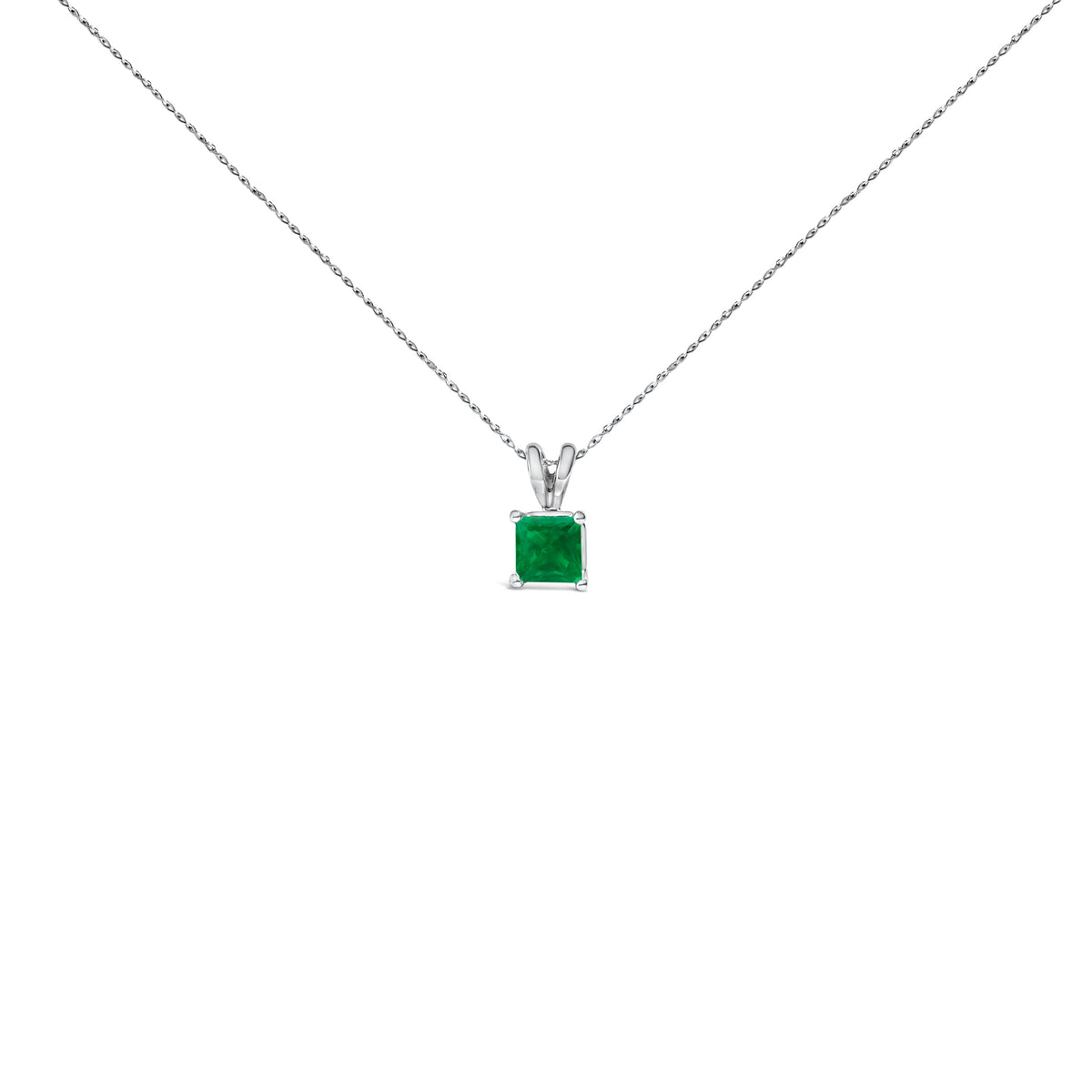 14K White Gold 5x5 MM Square Shaped Purple Amethyst Solitaire Pendant Necklace