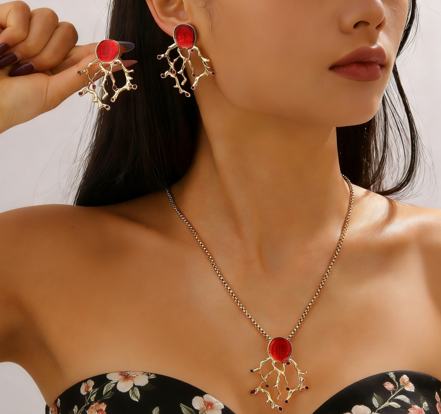 Beach Vacation Coral Jewelry Set