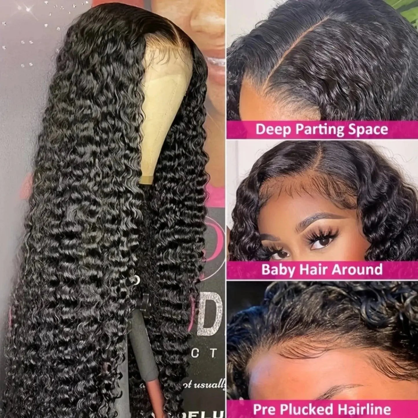 Glueless Wig | Human Hair | Ready To Wear | Water Wave Lace Front Wig | Lace Closure | Black Wig | Curly | HD Lace Frontal Human Hair