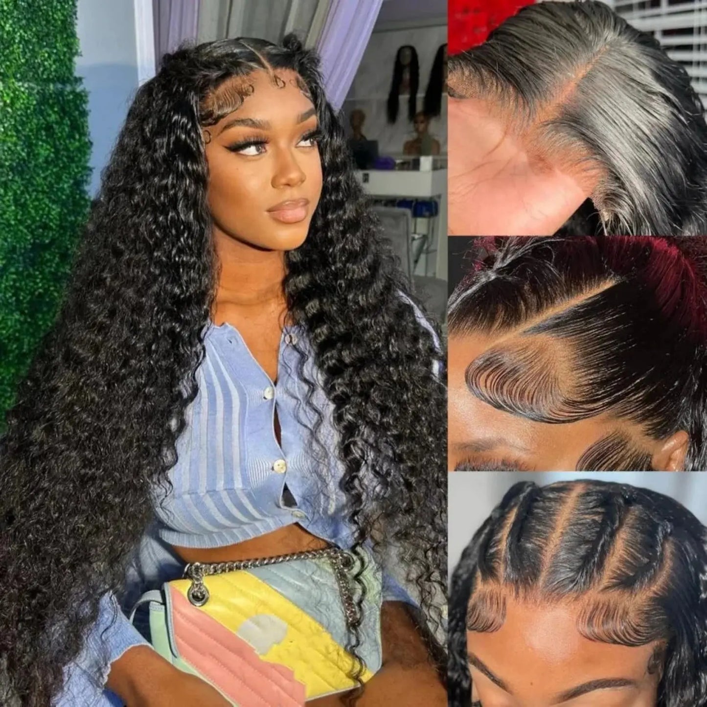 Glueless Wig | Human Hair | Ready To Wear | Water Wave Lace Front Wig | Lace Closure | Black Wig | Curly | HD Lace Frontal Human Hair