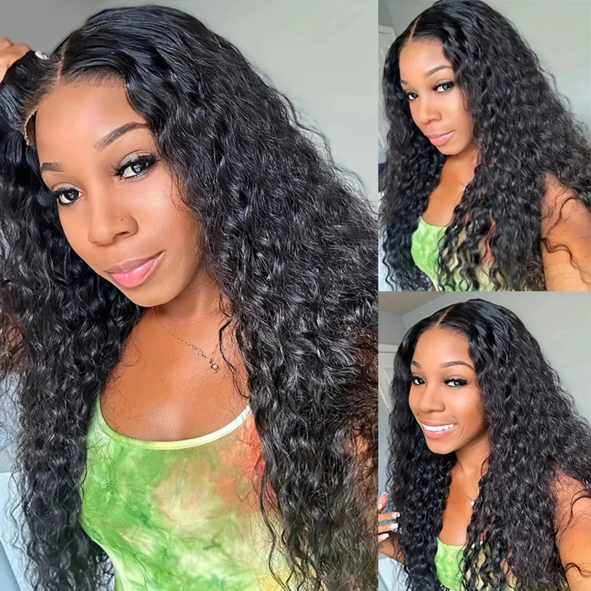 Glueless Wig | Human Hair | Ready To Wear | Water Wave Lace Front Wig | Lace Closure | Black Wig | Curly | HD Lace Frontal Human Hair