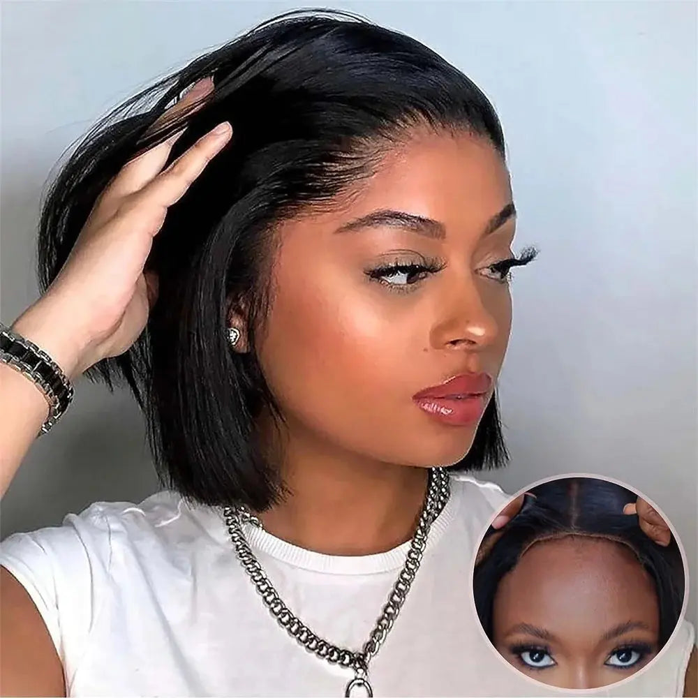 Glueless | Bob Hair | Human Hair | Ready To Wear | Wear And Go | Straight | 4x4 Transparent Lace Closure Wigs