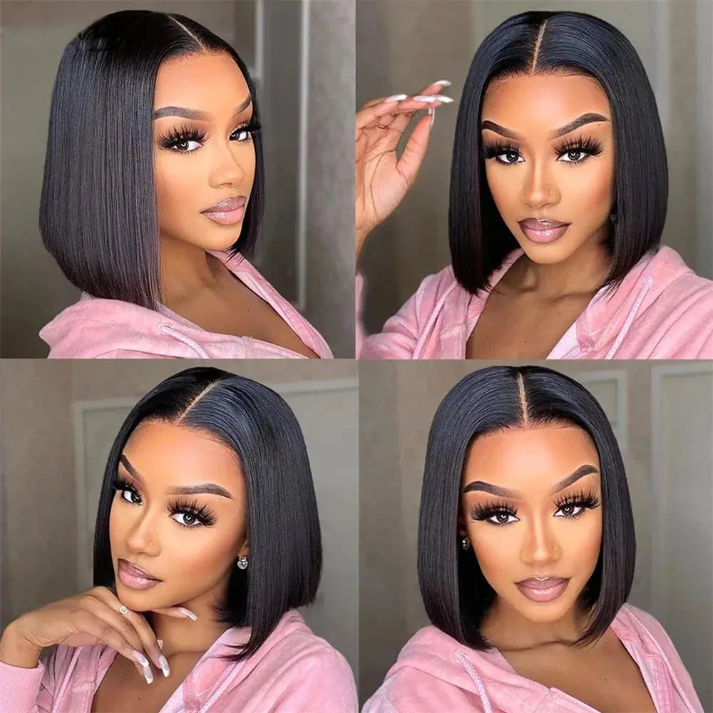 Glueless | Bob Hair | Human Hair | Ready To Wear | Wear And Go | Straight | 4x4 Transparent Lace Closure Wigs