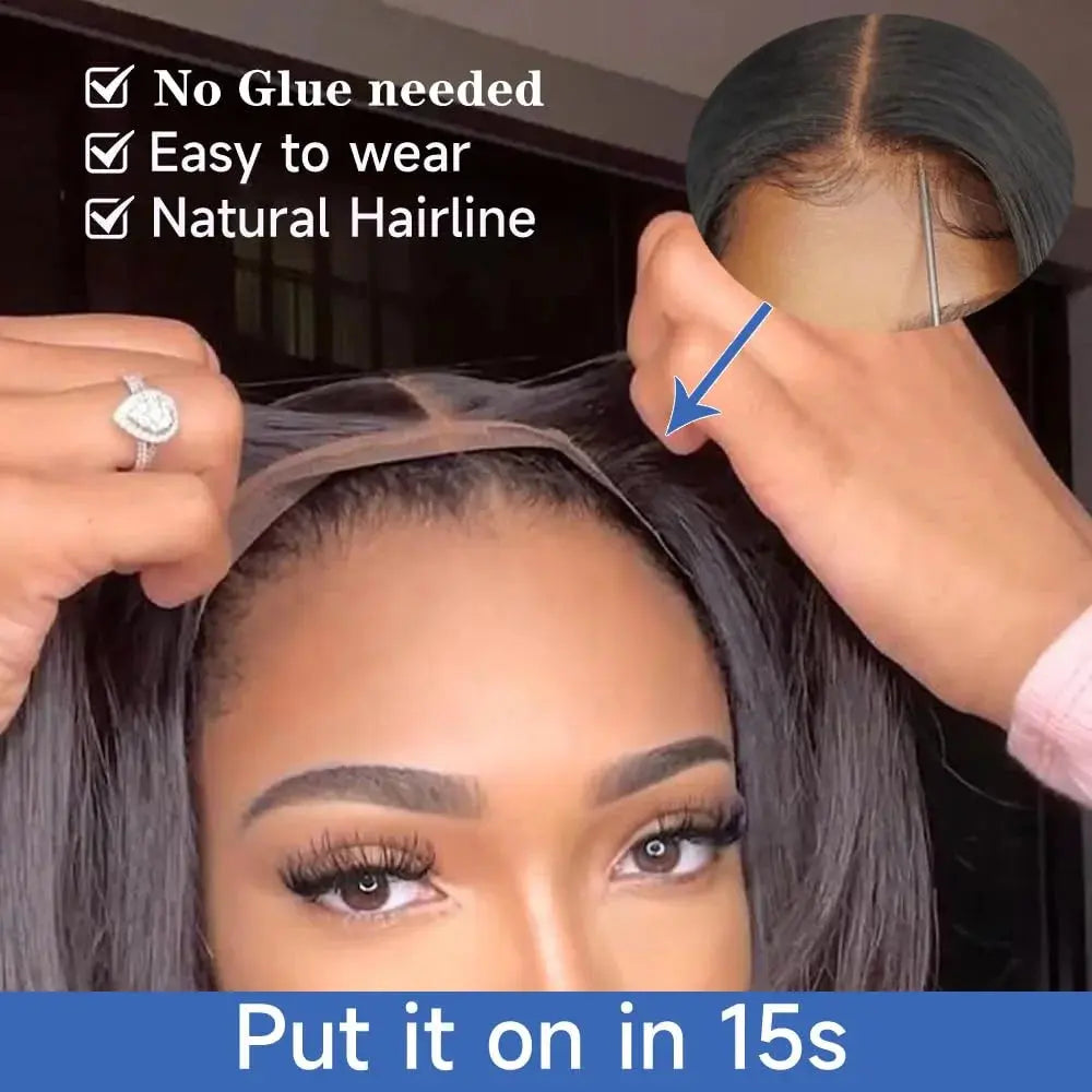 Glueless | Bob Hair | Human Hair | Ready To Wear | Wear And Go | Straight | 4x4 Transparent Lace Closure Wigs