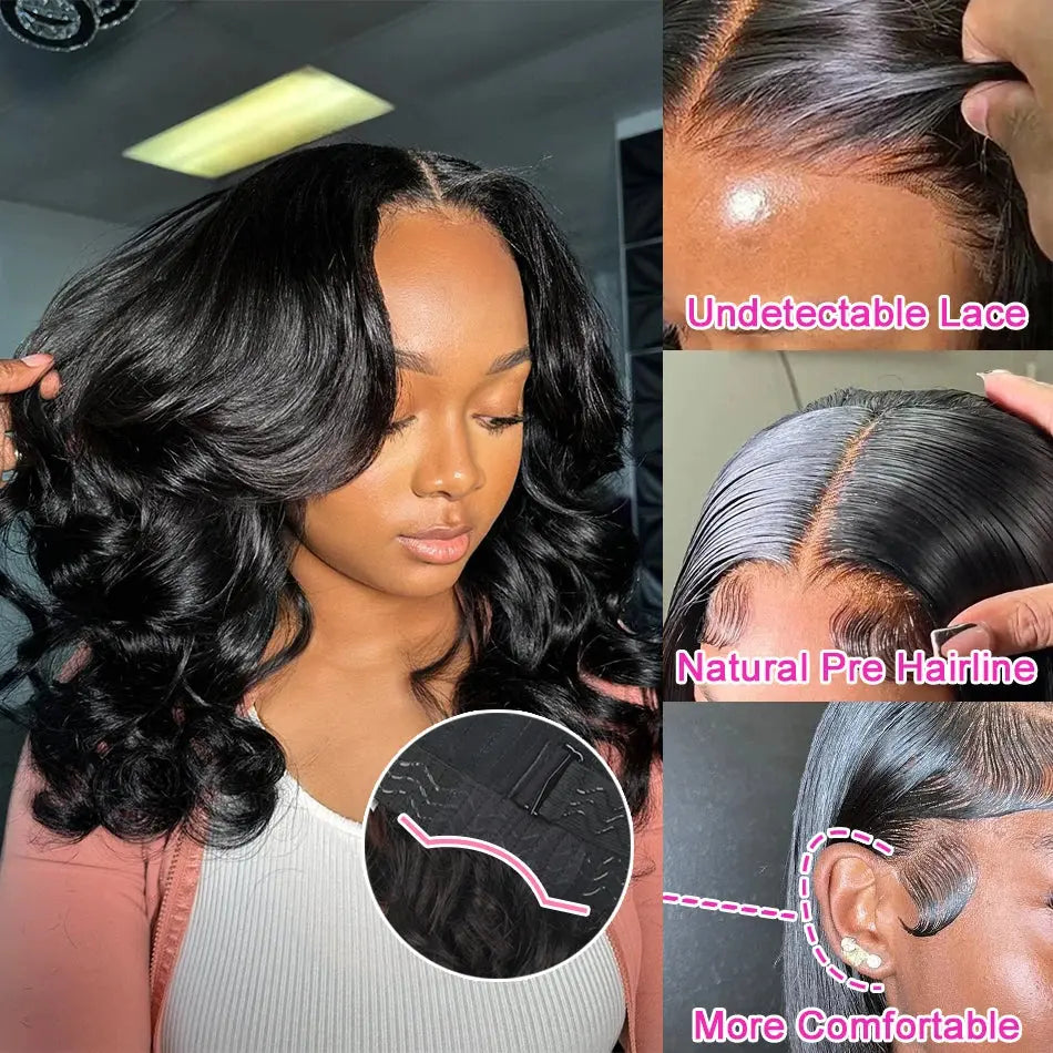 Glueless | Ready to Wear | Wear and Go | Body Wave Bob Wig | Frontal | Glueless | Brazilian Remy Hair