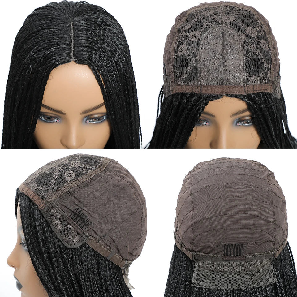 26" Twist Box Crochet Braids Wig | Handmade Synthetic Braided Wig | Long African Braids | 1B/27/30/Grey | Daily Use