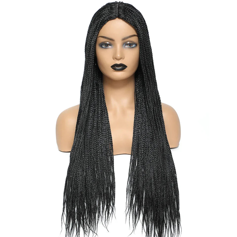 26" Twist Box Crochet Braids Wig | Handmade Synthetic Braided Wig | Long African Braids | 1B/27/30/Grey | Daily Use
