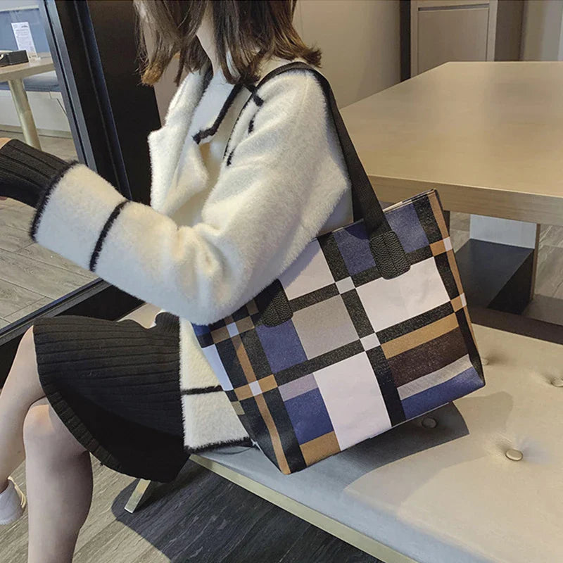 Ladies Large Capacity PU Leather Shoulder Bag | Fashion Luxury Women's Brief Casual Shopping Tote (Bolsa)