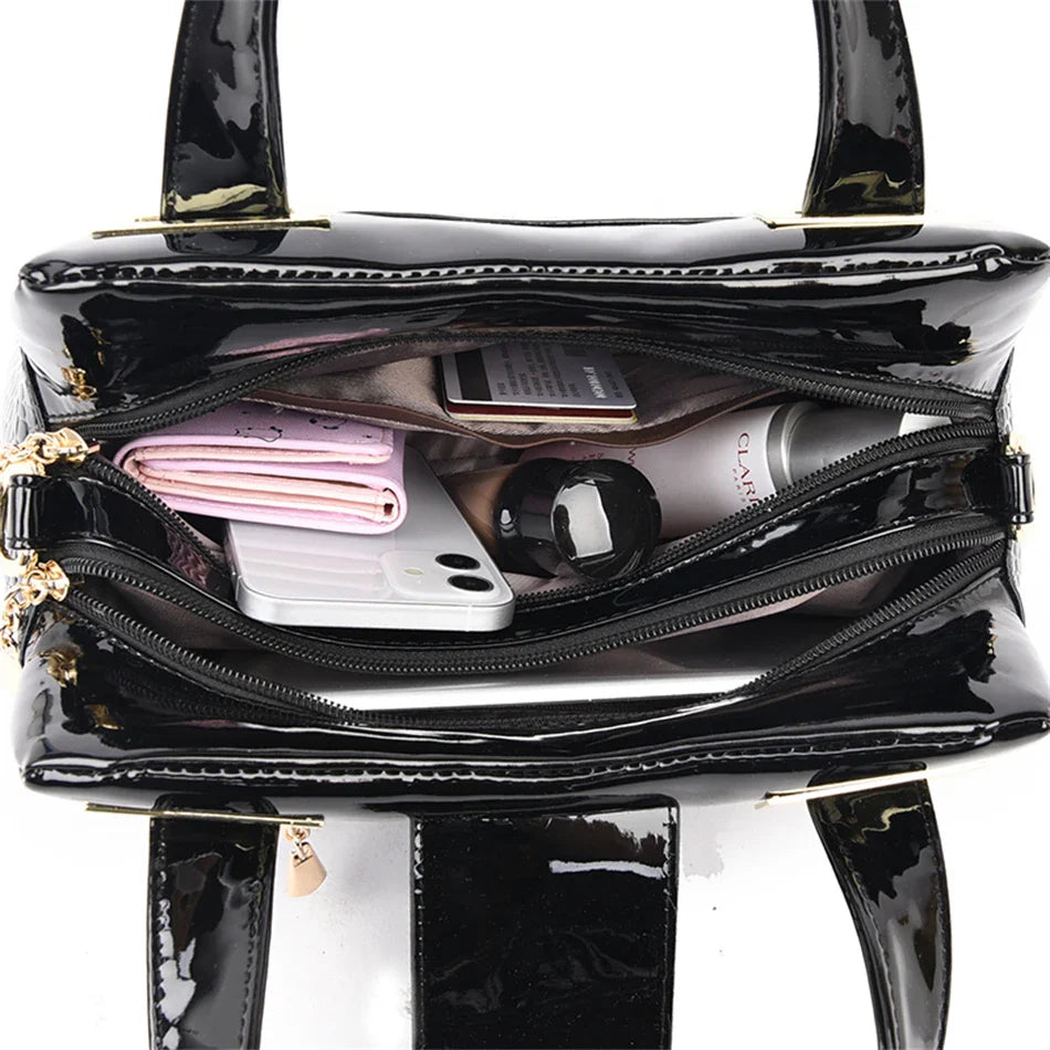 2-Layer Large Capacity Tote Bag | Luxury Handbags Women's Designer Crocodile Pattern Ladies Boston Shoulder Bag (High Quality)