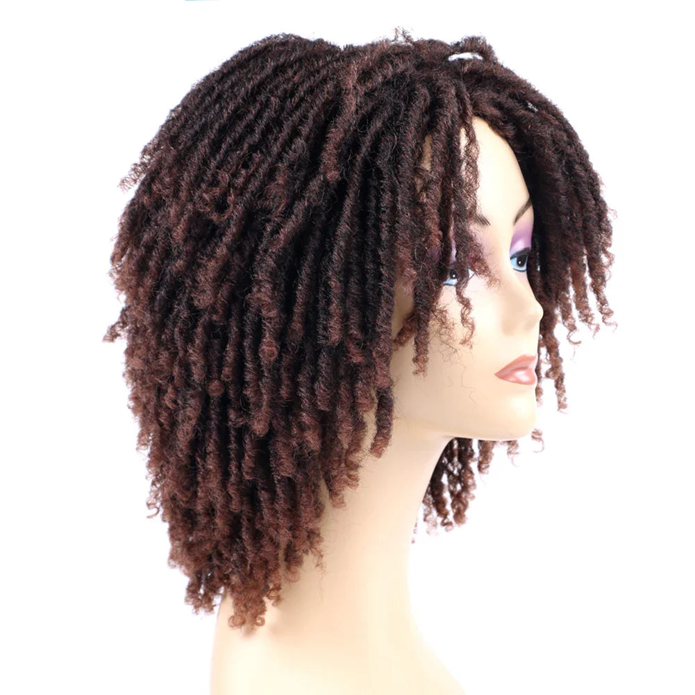 Short Dreadlock Wig | Afro Curly Twist | Faux Locs | Heat Resistant Synthetic Wig | Black Women