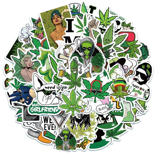 10/30/50PCS Hemp Leaf Stickers Laptop Skateboard Guitar Luggage DIY Bike Cool Waterproof Graffiti Sticker Decal Kid Classic Toys