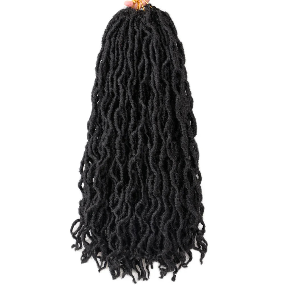 Goddess Faux Locs Crochet Hair | Soft Curly Ombre Dreadlock Extensions (Synthetic Braiding)
