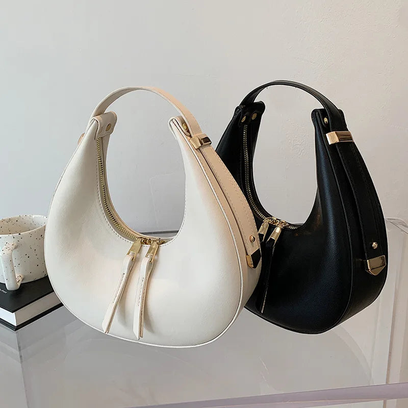 Luxury Half-Moon Underarm Bag for Women | PU Leather Shoulder & Crossbody Bag (Autumn Winter Fashion Armpit Handbag & Purse)