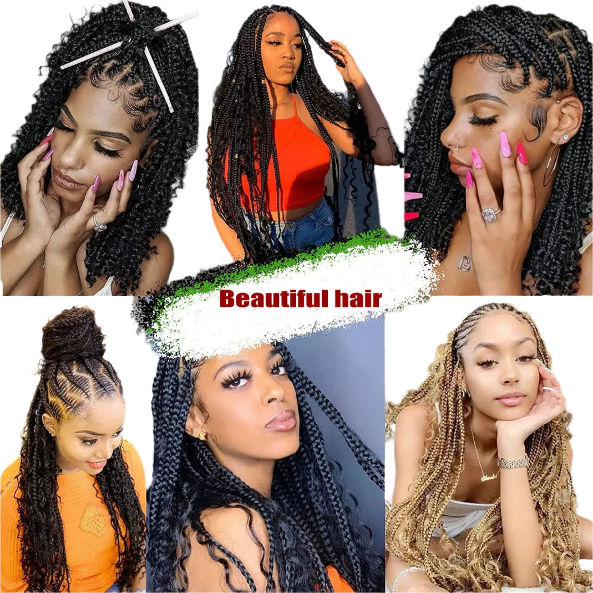 Goddess Box Braids Crochet Hair | Curly Ends | Bohemian Ombre | 14"-20" | Synthetic Braiding Hair