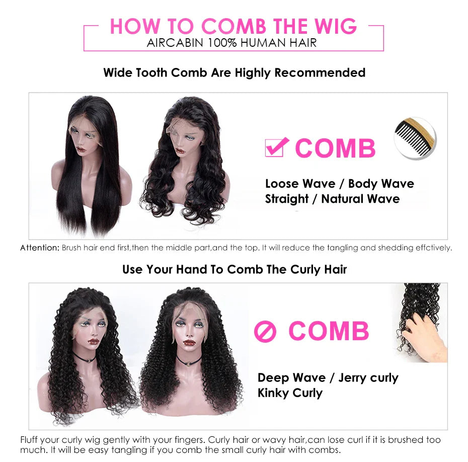 12"-30" Long Kinky Curly Lace Front Wig | 150% Density | Brazilian Remy Human Hair | 4x4 Lace Closure | Pre-Plucked