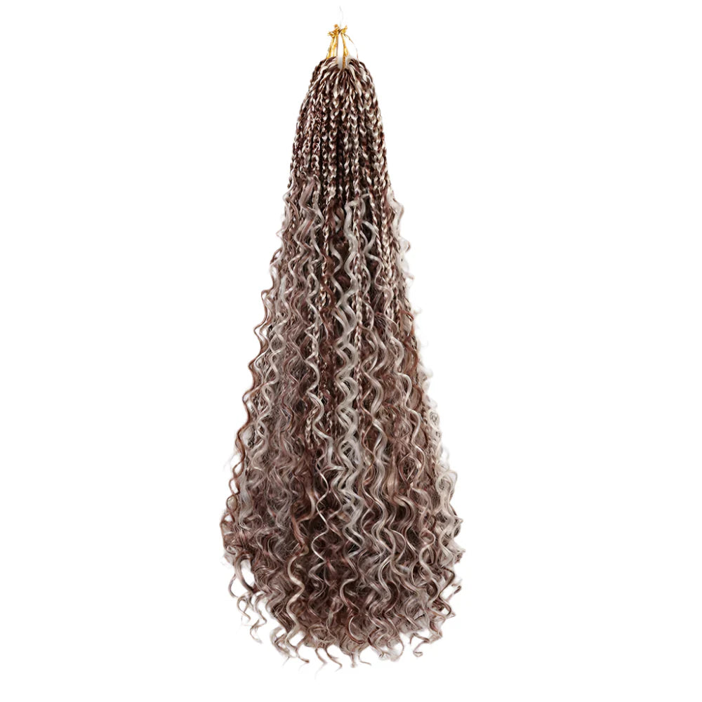 Goddess Box Braids Crochet Hair | Curly Ends | Bohemian Ombre | 14"-20" | Synthetic Braiding Hair