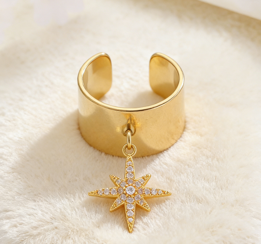 French Vintage Star & Heart Stainless Steel Ring