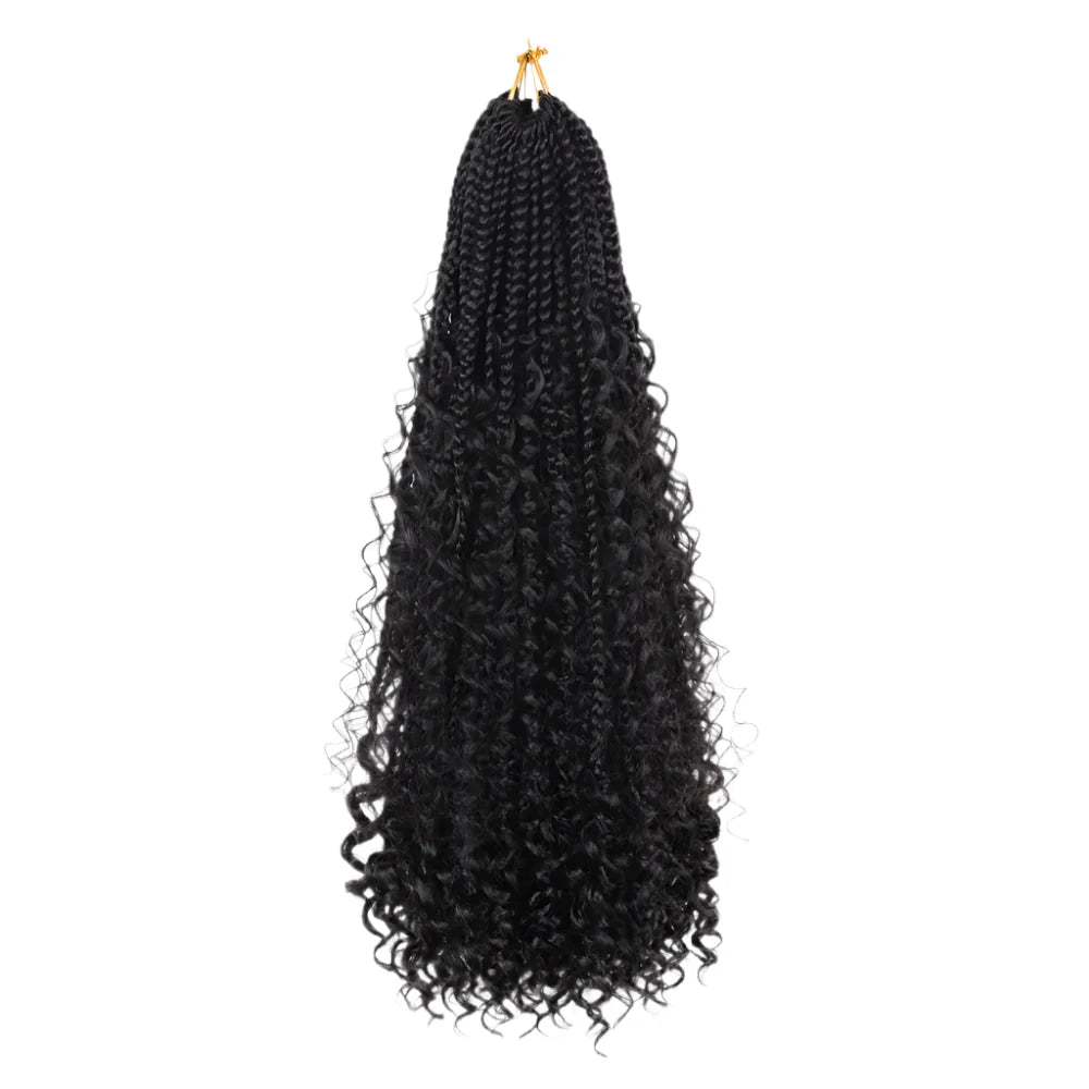 Goddess Box Braids Crochet Hair | Curly Ends | Bohemian Ombre | 14"-20" | Synthetic Braiding Hair