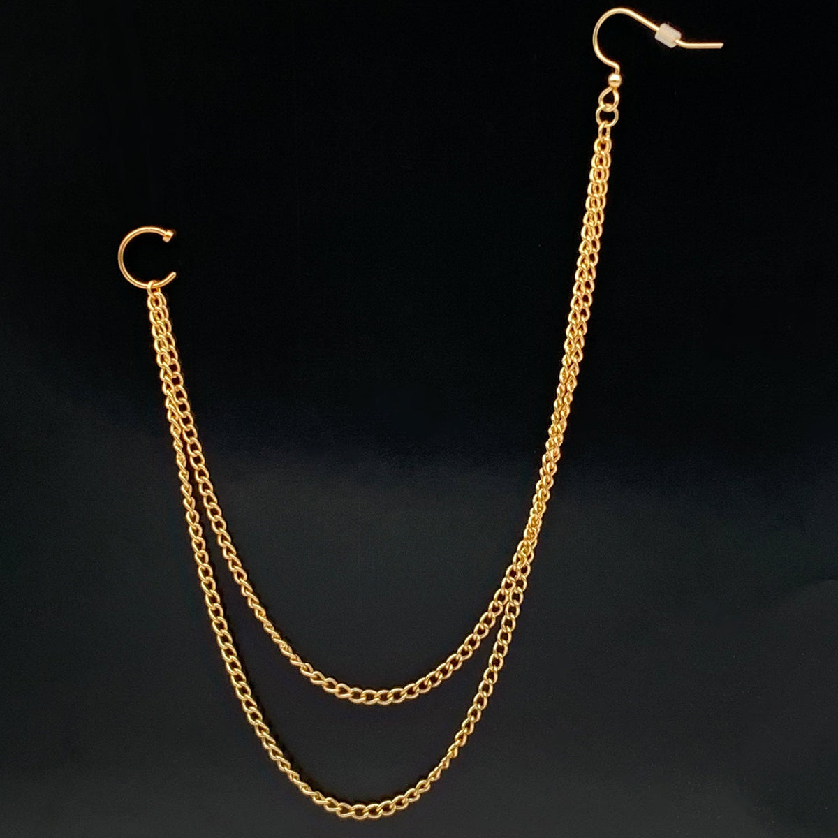 Handcrafted Pirate Booty Gold Plated Ear to Nose Chain 20G 5/16