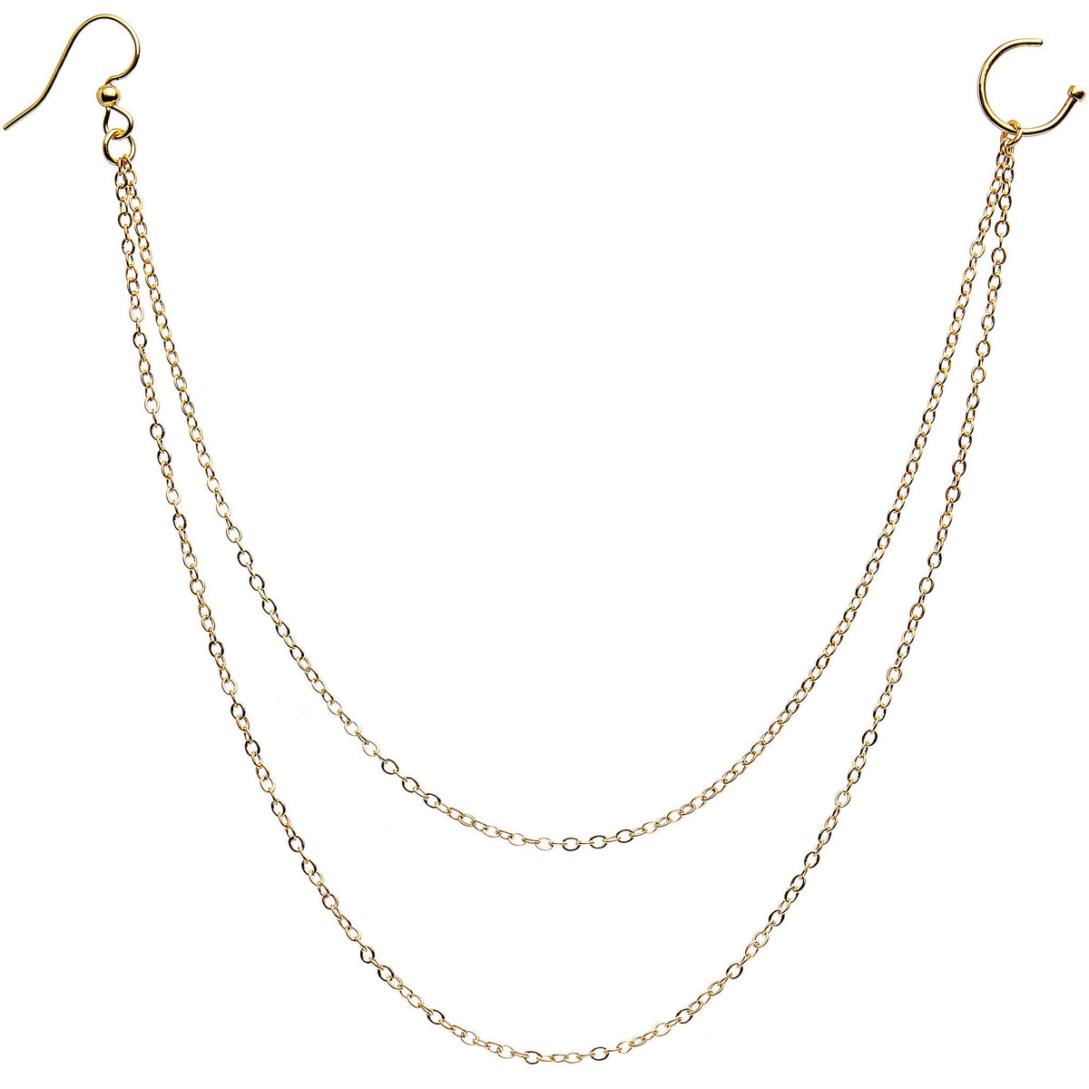 Handcrafted Pirate Booty Gold Plated Ear to Nose Chain 20G 5/16