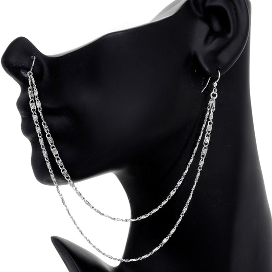 Handcrafted 18G Double Sweep Ear to Nose Chain