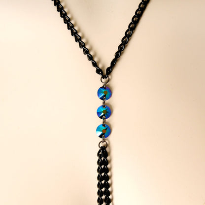 Gothic Black Necklace to Nipple Chain Created with Crystals