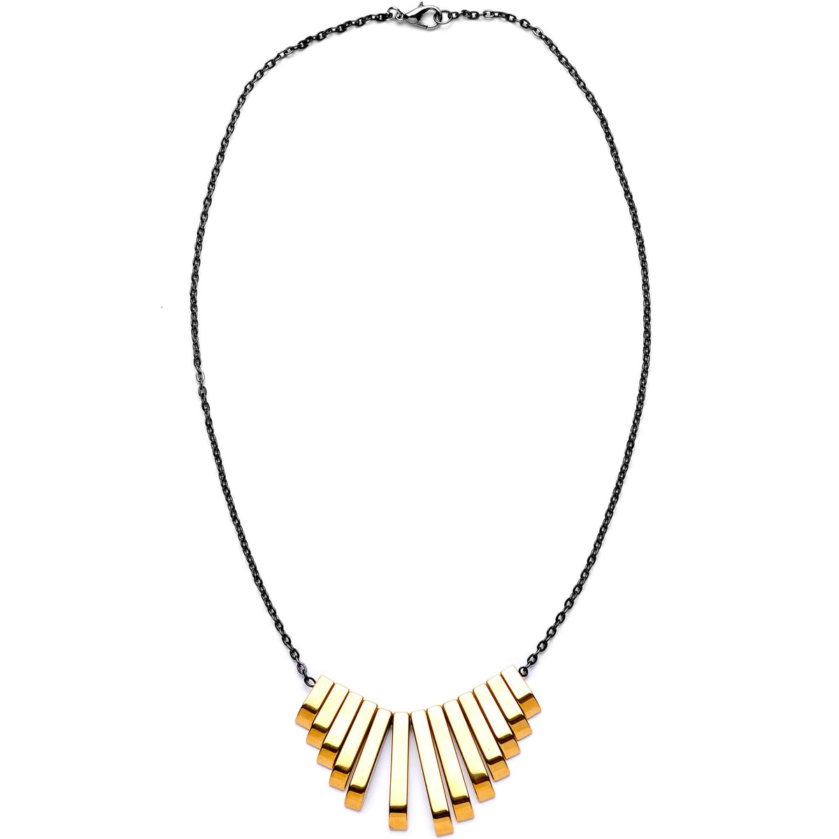 Handcrafted Natural Hematite Gunmetal Plated Chain Necklace