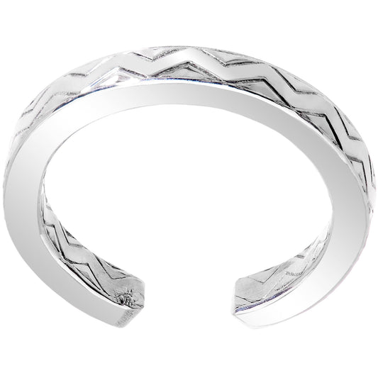 Handcrafted 925 Sterling Silver Zig Zag Pattern Toe Ring