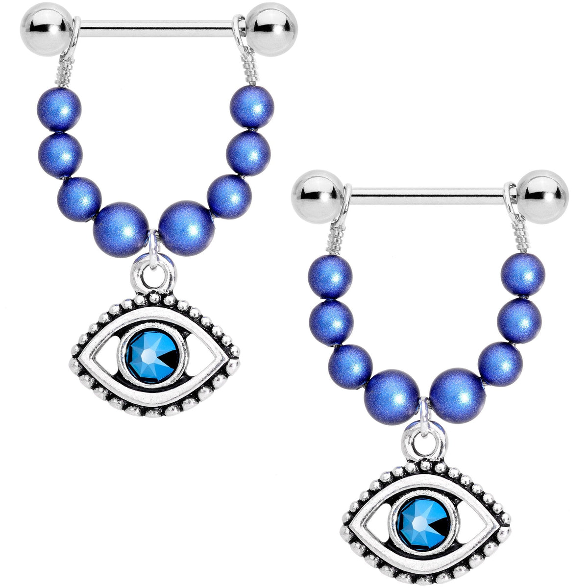 Handmade Blue Sun Eye Nipple Shields Created with Crystals