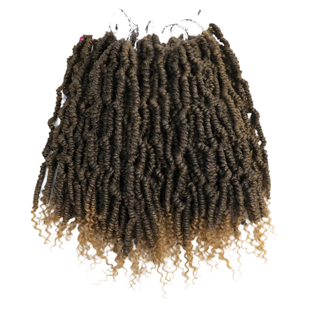 Mirra's Mirror Bomb Twist Crochet Hair - Pre-Looped Passion Twist Braids - 14" Ombre Spring Twist Hair Extensions