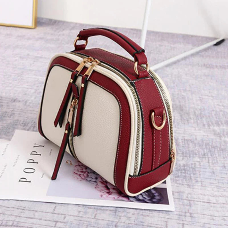 Fashion Stitching Shoulder Bag for Women | PU Leather Luxury Crossbody Bag with New Chains (Square Bag, Lady Purse)