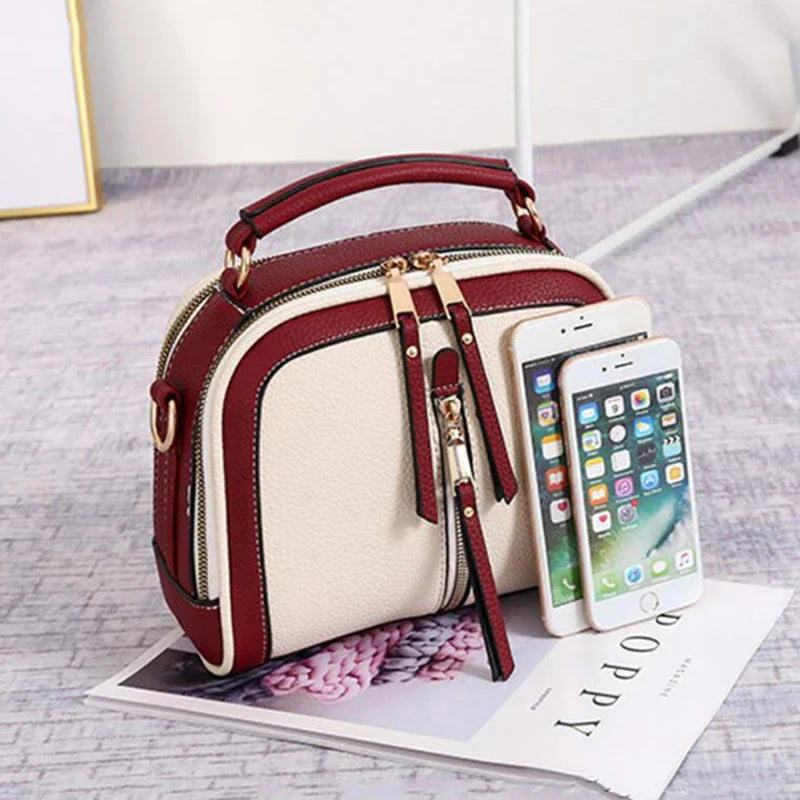 Fashion Stitching Shoulder Bag for Women | PU Leather Luxury Crossbody Bag with New Chains (Square Bag, Lady Purse)
