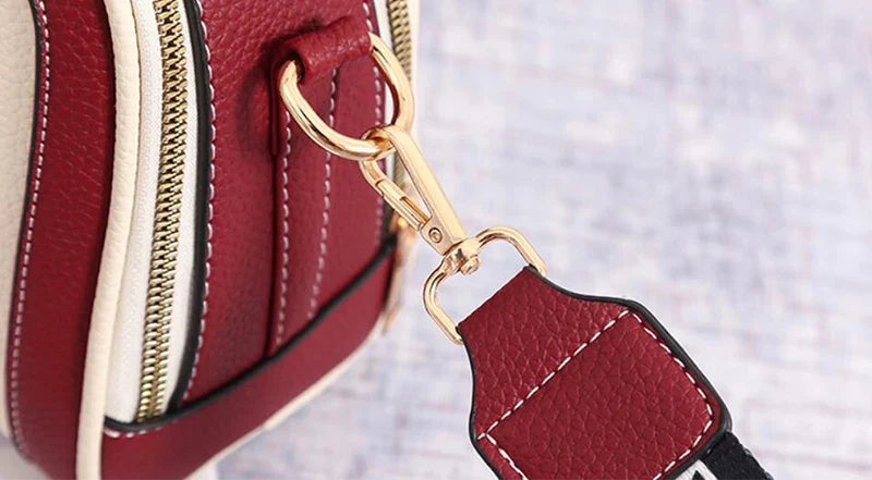 Fashion Stitching Shoulder Bag for Women | PU Leather Luxury Crossbody Bag with New Chains (Square Bag, Lady Purse)
