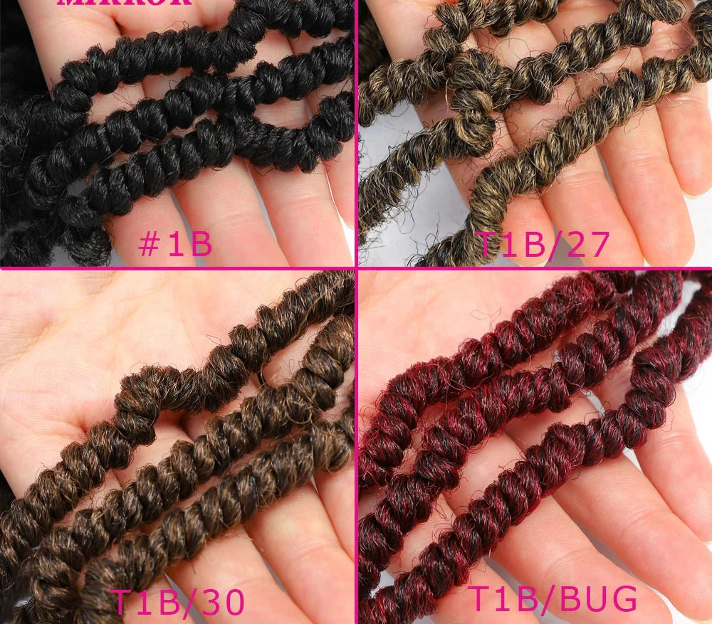 Mirra's Mirror Bomb Twist Crochet Hair - Pre-Looped Passion Twist Braids - 14" Ombre Spring Twist Hair Extensions